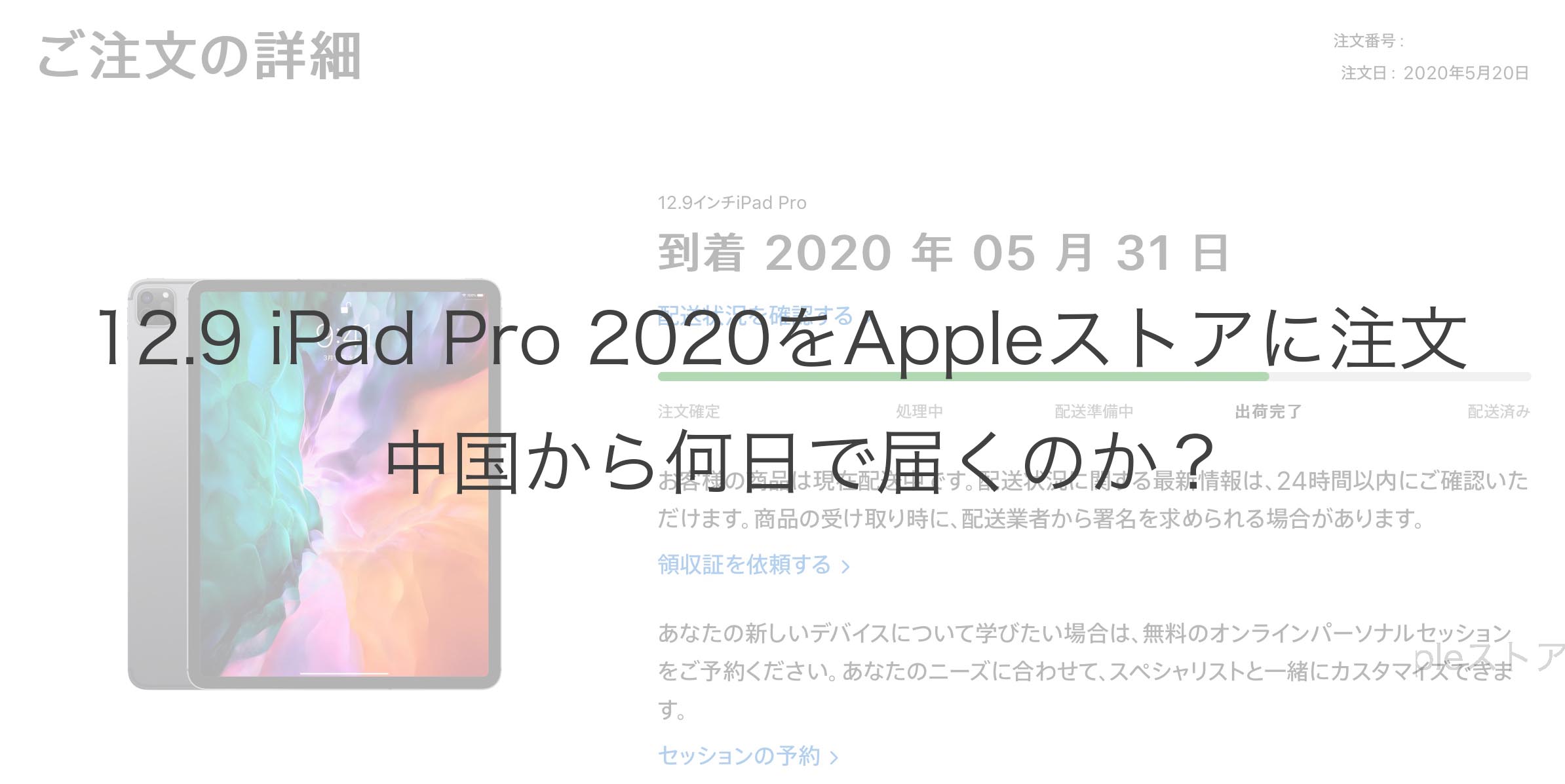 12 9 Ipad Pro セルラー 2020をappleストアに注文 中国から何日でお届け Life With Photo